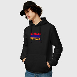 Толстовка-худи хлопковая мужская Армения - Флаг, цвет: черный — фото 2