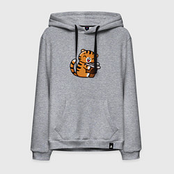 Толстовка-худи хлопковая мужская Тигренок и кофе, цвет: меланж