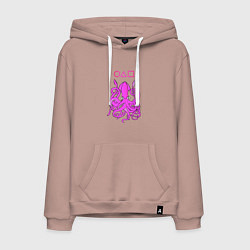 Толстовка-худи хлопковая мужская Кальмар с лого, цвет: пыльно-розовый