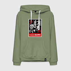 Толстовка-худи хлопковая мужская Игроки в кальмара, цвет: авокадо