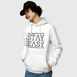Толстовка-худи хлопковая мужская Stay easy, цвет: белый — фото 2