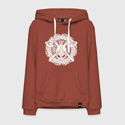 Толстовка-худи хлопковая мужская Руны, топоры и шлем, цвет: кирпичный