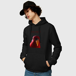 Толстовка-худи хлопковая мужская Красный попугай, цвет: черный — фото 2