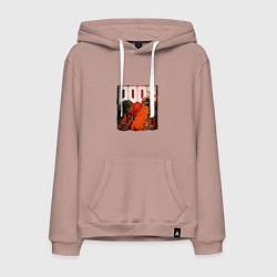 Толстовка-худи хлопковая мужская Думгай пронзает демона DOOM, цвет: пыльно-розовый