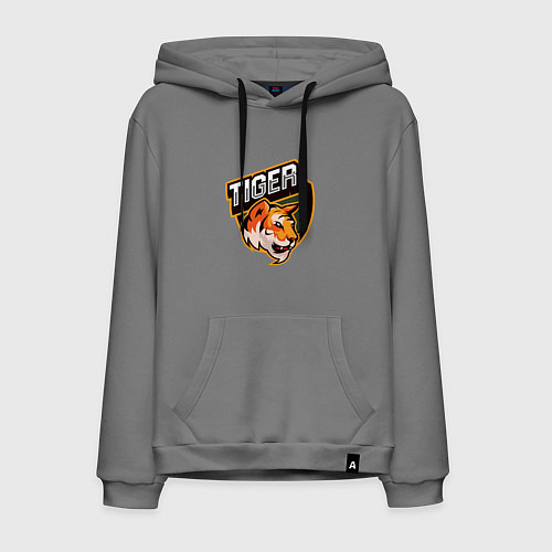 Мужская толстовка-худи Тигр Tiger логотип / Серый – фото 1