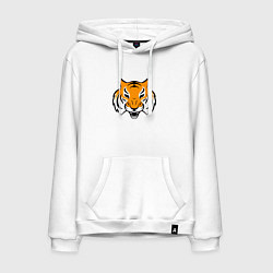 Толстовка-худи хлопковая мужская Тигр логотип, цвет: белый