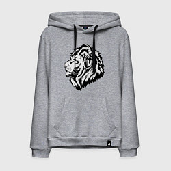 Толстовка-худи хлопковая мужская Лев в наушниках, цвет: меланж
