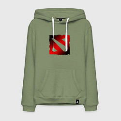 Толстовка-худи хлопковая мужская ЧЁРНО КРАСНОЕ ЛОГО ДОТА 2 DOTA 2 LOGO, цвет: авокадо