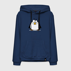 Толстовка-худи хлопковая мужская Глазастый пингвин, цвет: тёмно-синий