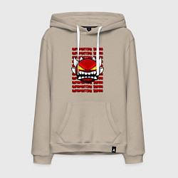 Толстовка-худи хлопковая мужская GEOMETRY DASH КРАСНЫЙ ОГНЕННЫЙ ДЕМОН, цвет: миндальный