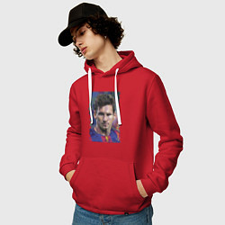 Толстовка-худи хлопковая мужская Lionel Messi - striker, Barcelona, цвет: красный — фото 2