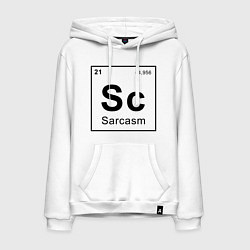 Толстовка-худи хлопковая мужская САРКАЗМ - SARCASM, Sc Таблица Менделеева, цвет: белый