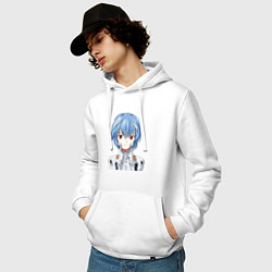 Толстовка-худи хлопковая мужская Neon Genesis Evangelion Рей, цвет: белый — фото 2