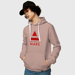 Толстовка-худи хлопковая мужская 30 Seconds to Mars - Рок, цвет: пыльно-розовый — фото 2