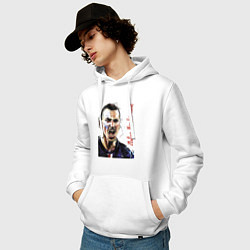 Толстовка-худи хлопковая мужская Zlatan Ibrahimovich - striker, Milan цвета белый — фото 2