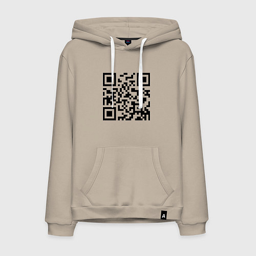 Мужская толстовка-худи Хочу в тайгу - QR code / Миндальный – фото 1