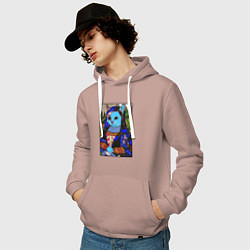 Толстовка-худи хлопковая мужская Ромеро Бритто Mona Cat, цвет: пыльно-розовый — фото 2