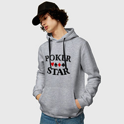 Толстовка-худи хлопковая мужская Poker Star, цвет: меланж — фото 2