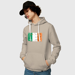 Толстовка-худи хлопковая мужская Флаг Ирландии, цвет: миндальный — фото 2