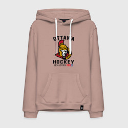 Толстовка-худи хлопковая мужская OTTAWA SENATORS ОТТАВА СЕНАТОРЗ, цвет: пыльно-розовый