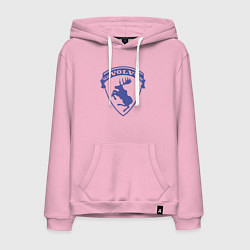 Толстовка-худи хлопковая мужская VOLVO логотип синий, цвет: светло-розовый