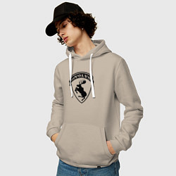Толстовка-худи хлопковая мужская VOLVO логотип чёрный, цвет: миндальный — фото 2