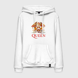 Толстовка-худи хлопковая мужская Queen, логотип, цвет: белый
