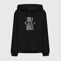 Толстовка-худи хлопковая мужская Guns N Roses Рок группа, цвет: черный