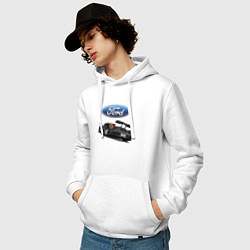 Толстовка-худи хлопковая мужская Ford Performance Motorsport, цвет: белый — фото 2
