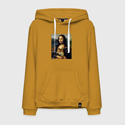 Толстовка-худи хлопковая мужская Shiba Inu Mona Lisa, цвет: горчичный