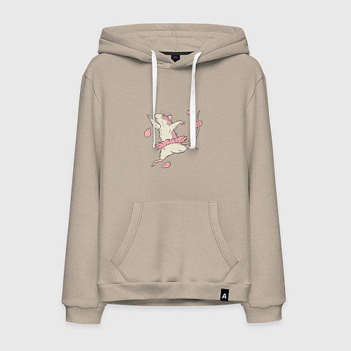 Мужская толстовка-худи Мышь-балерина / Миндальный – фото 1