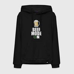 Толстовка-худи хлопковая мужская BEER MODE ON, ПИВО, цвет: черный