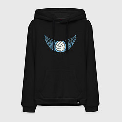 Толстовка-худи хлопковая мужская Volleyball Wings, цвет: черный