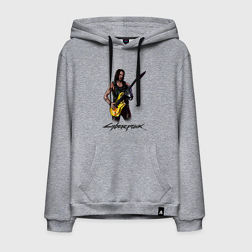 Мужская толстовка-худи Cyberpunk 2077 Johnny гитарист / Меланж – фото 1