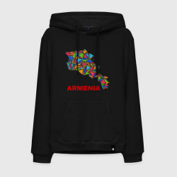 Толстовка-худи хлопковая мужская Armenian Color, цвет: черный