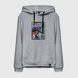 Толстовка-худи хлопковая мужская Евангелион eva 01 робот, цвет: меланж