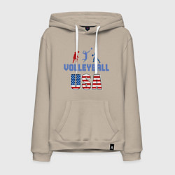 Толстовка-худи хлопковая мужская USA - Volleyball, цвет: миндальный