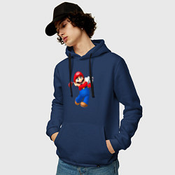 Толстовка-худи хлопковая мужская Марио - крутейший гольфист Super Mario, цвет: тёмно-синий — фото 2