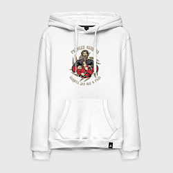 Толстовка-худи хлопковая мужская Родовая община, цвет: белый