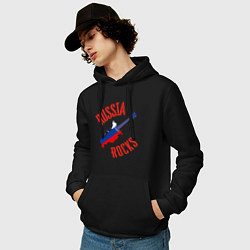 Толстовка-худи хлопковая мужская Russia Rocks, цвет: черный — фото 2
