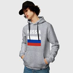 Толстовка-худи хлопковая мужская Russian Flag, цвет: меланж — фото 2