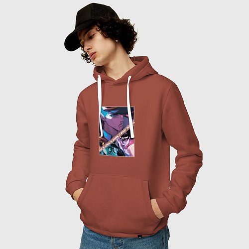 Мужская толстовка-худи Джотаро Куджо из ДжоДжо / Кирпичный – фото 3