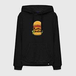 Толстовка-худи хлопковая мужская Самый вкусный гамбургер, цвет: черный