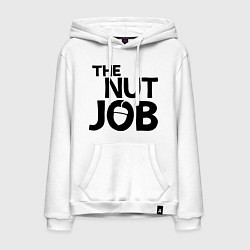 Толстовка-худи хлопковая мужская The nut job, цвет: белый
