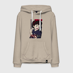 Толстовка-худи хлопковая мужская Kiki & Jiji, цвет: миндальный