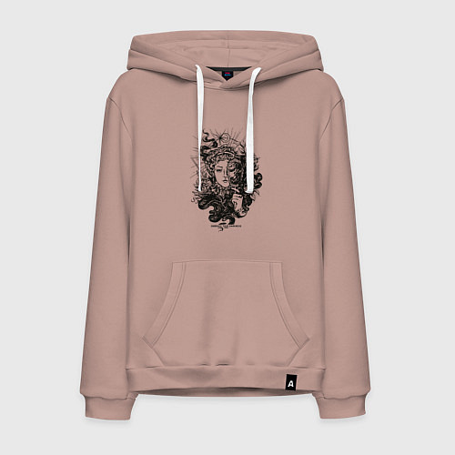 Мужская толстовка-худи Lady Darkness Леди Тьма Готический рисунок / Пыльно-розовый – фото 1