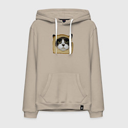 Толстовка-худи хлопковая мужская Котохлебинг, цвет: миндальный