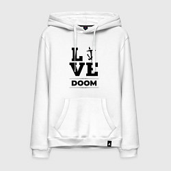 Толстовка-худи хлопковая мужская Doom Love Classic, цвет: белый