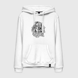 Толстовка-худи хлопковая мужская Undead Sugar Skull Calavera Катрина День Мёртвых, цвет: белый