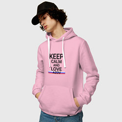 Толстовка-худи хлопковая мужская Keep calm Azov Азов, цвет: светло-розовый — фото 2